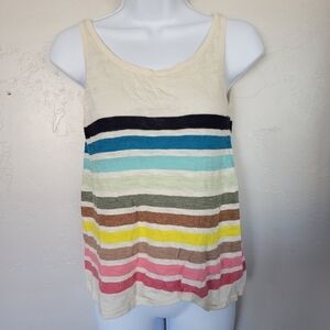 Quiksilver XS/S Tank Top Beige Colorful Stripes Summer Spring Lightweight Guaze